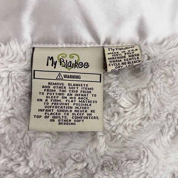 My Blankee White Rosette Swirl Baby Blanket Satin Trim Security Blanket Lovey - Picture 9 of 16